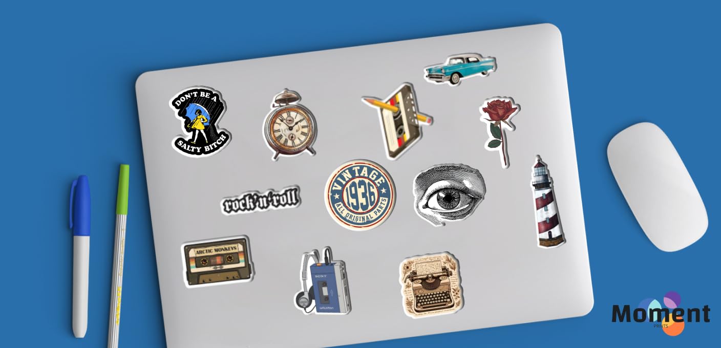28Pcs Vintage Vinyl Stickers - Waterproof and Residue-Free for Laptops, Journals, Scrapbooks, Water Bottles, Guitars, and More, self-adhesive, 21 cm
