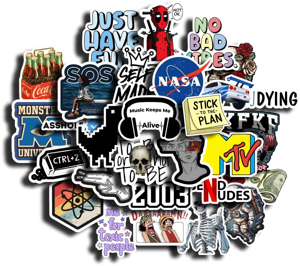 30Pcs Aesthetic Vinyl Stickers - Waterproof for Water Bottles, Laptops, Phones, Scrapbook, Guitars, Journals, and More - Reusable & Self-Adhesive, 210 mm