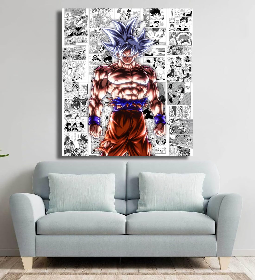 Goku Manga Collage Poster Set - Set of 20, 210 mm x 297 mm, W/Self-Adhesive, Premium-Quality Posters, 300 GSM Paper, Posters For Anime Fans (Goku Manga 1) - Glue Dots Included, Cardstock