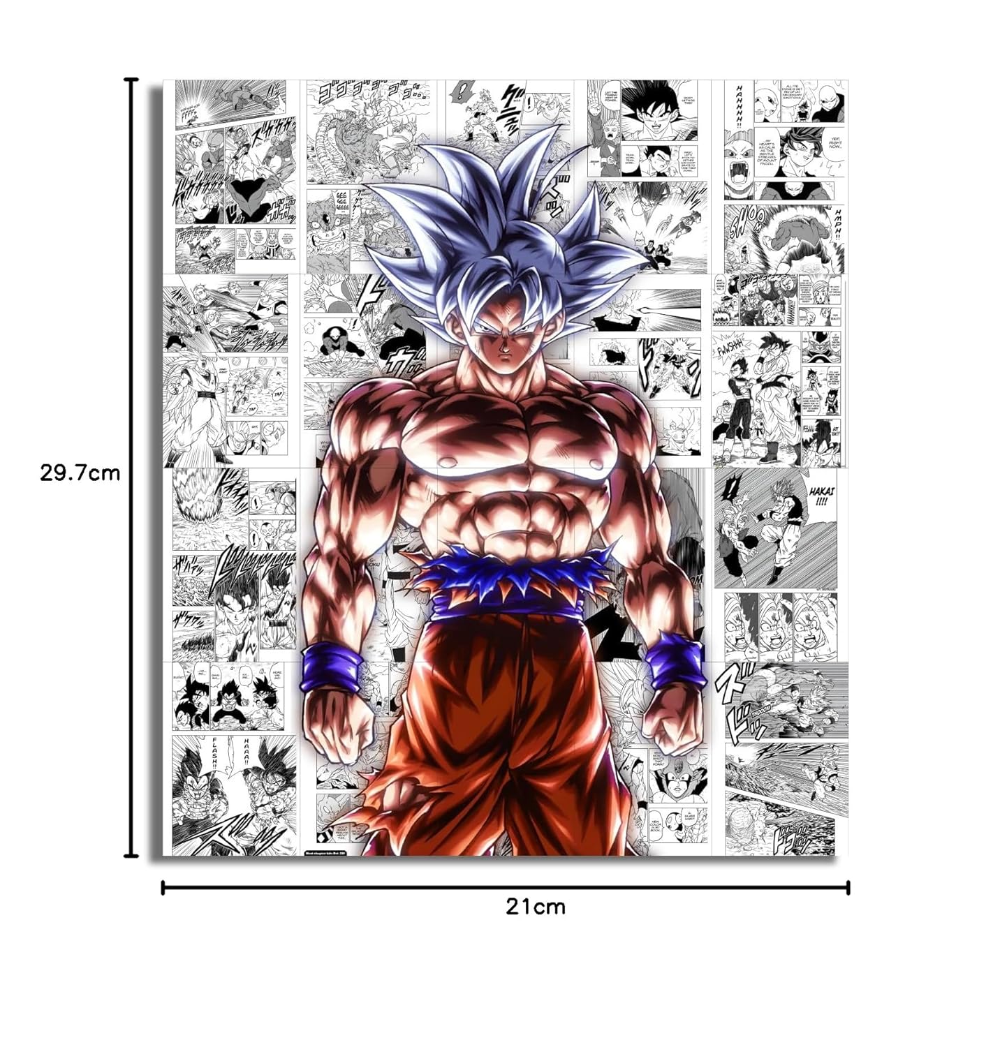 Goku Manga Collage Poster Set - Set of 20, 210 mm x 297 mm, W/Self-Adhesive, Premium-Quality Posters, 300 GSM Paper, Posters For Anime Fans (Goku Manga 1) - Glue Dots Included, Cardstock