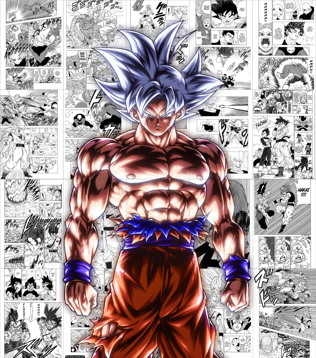 Goku Manga Collage Poster Set - Set of 20, 210 mm x 297 mm, W/Self-Adhesive, Premium-Quality Posters, 300 GSM Paper, Posters For Anime Fans (Goku Manga 1) - Glue Dots Included, Cardstock