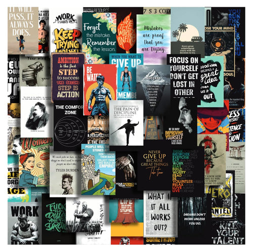 Set of 54 Motivational Inspirational Wall Collage Kit Posters - 4x6 Inches, 300 GSM Matte Finish, Double-Side Tape Included - Perfect for Office, Gym, Study Room Decoration
