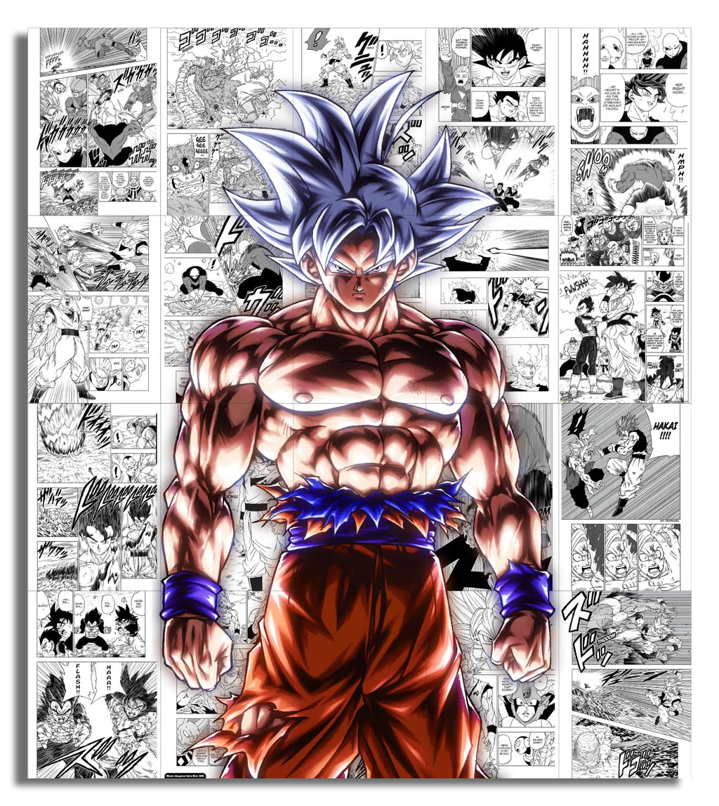 Goku Manga Collage Poster Set - Set of 20, 210 mm x 297 mm, W/Self-Adhesive, Premium-Quality Posters, 300 GSM Paper, Posters For Anime Fans (Goku Manga 1) - Glue Dots Included, Cardstock