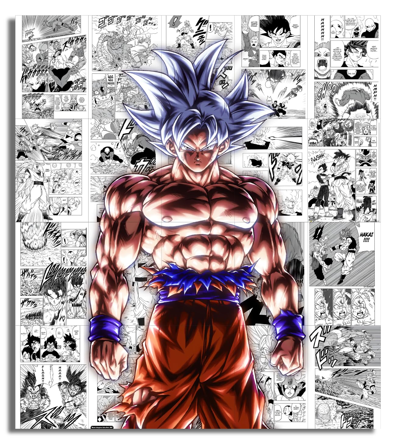 Goku Manga Collage Poster Set - Set of 20, 210 mm x 297 mm, W/Self-Adhesive, Premium-Quality Posters, 300 GSM Paper, Posters For Anime Fans (Goku Manga 1) - Glue Dots Included, Cardstock