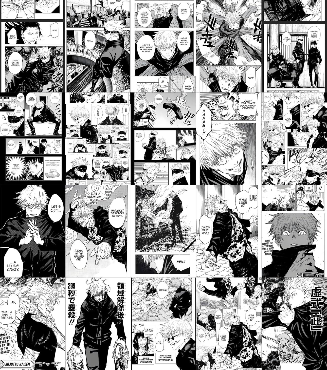 Gojo Satoru Manga Collage Poster Set - Set of 20, 210 mm x 297 mm, 300 GSM Paper, Anime Posters, Gojo Poster (Gojo Manga 1) - Glue Dots Included, Cardstock
