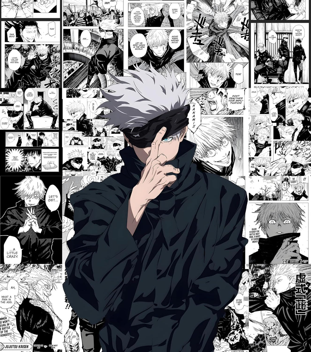 Gojo Satoru Manga Collage Poster Set - Set of 20, 210 mm x 297 mm, 300 GSM Paper, Anime Posters, Gojo Poster (Gojo Manga 1) - Glue Dots Included, Cardstock