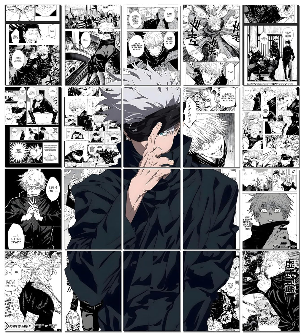 Gojo Satoru Manga Collage Poster Set - Set of 20, 210 mm x 297 mm, 300 GSM Paper, Anime Posters, Gojo Poster (Gojo Manga 1) - Glue Dots Included, Cardstock